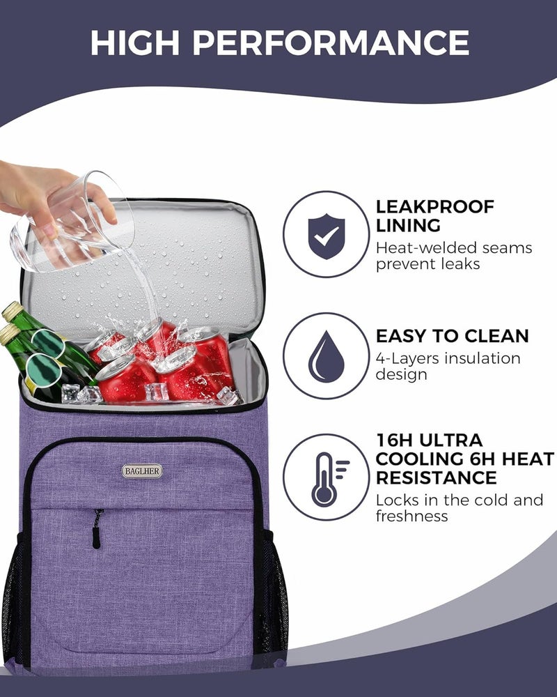 BAGLHER Lightweight Insulated Cooler Backpack - 30 Cans, Leak-Proof for Lunch, Picnic, Hiking, Camping Trips - Image 4